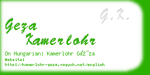 geza kamerlohr business card